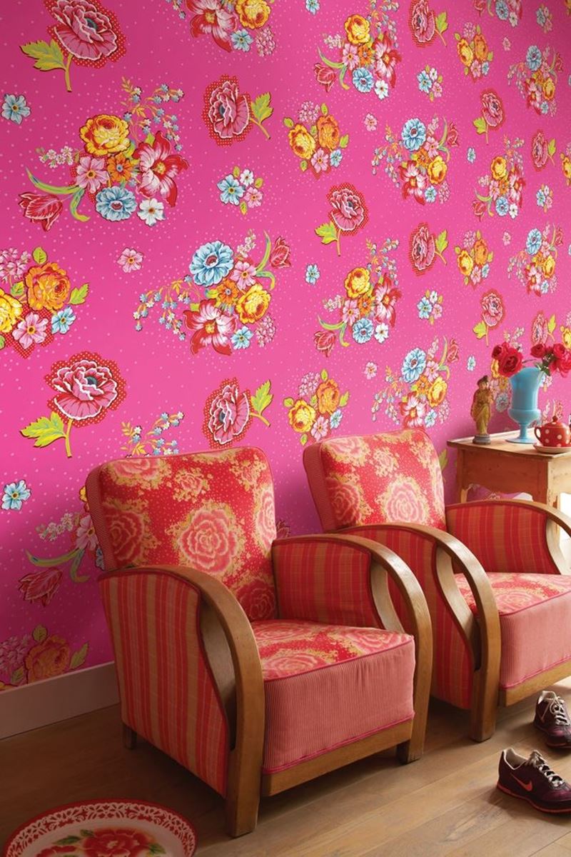 Color Relation Product Pip Studio Bunch of Flowers Wallpower Pink