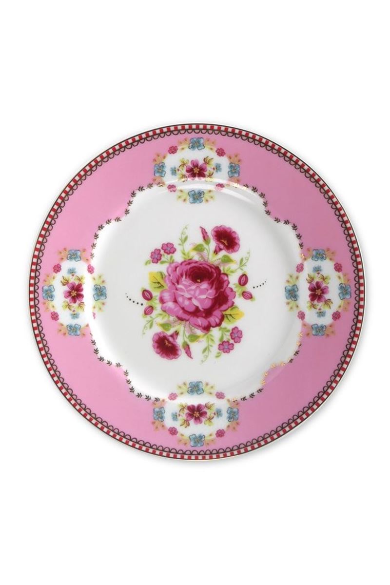 Color Relation Product Floral Gebaksbord roze 17 cm