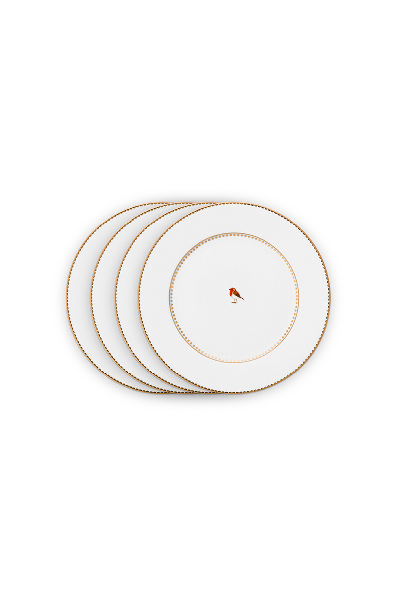 Color Relation Product Love Birds Set/4 Breakfast Plates White 21 cm