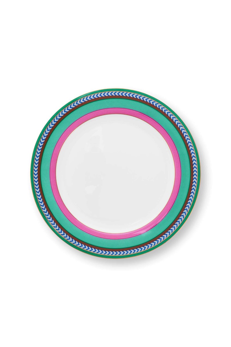 Color Relation Product Pip Chique Stripes Breakfast Plate Pink/Green 23cm