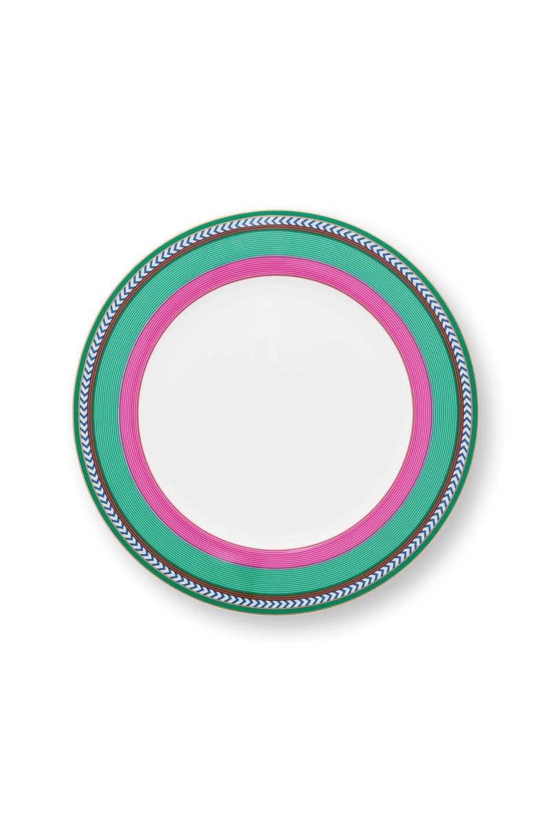 Color Relation Product Pip Chique Stripes Dinner Plate Pink/Green 28cm
