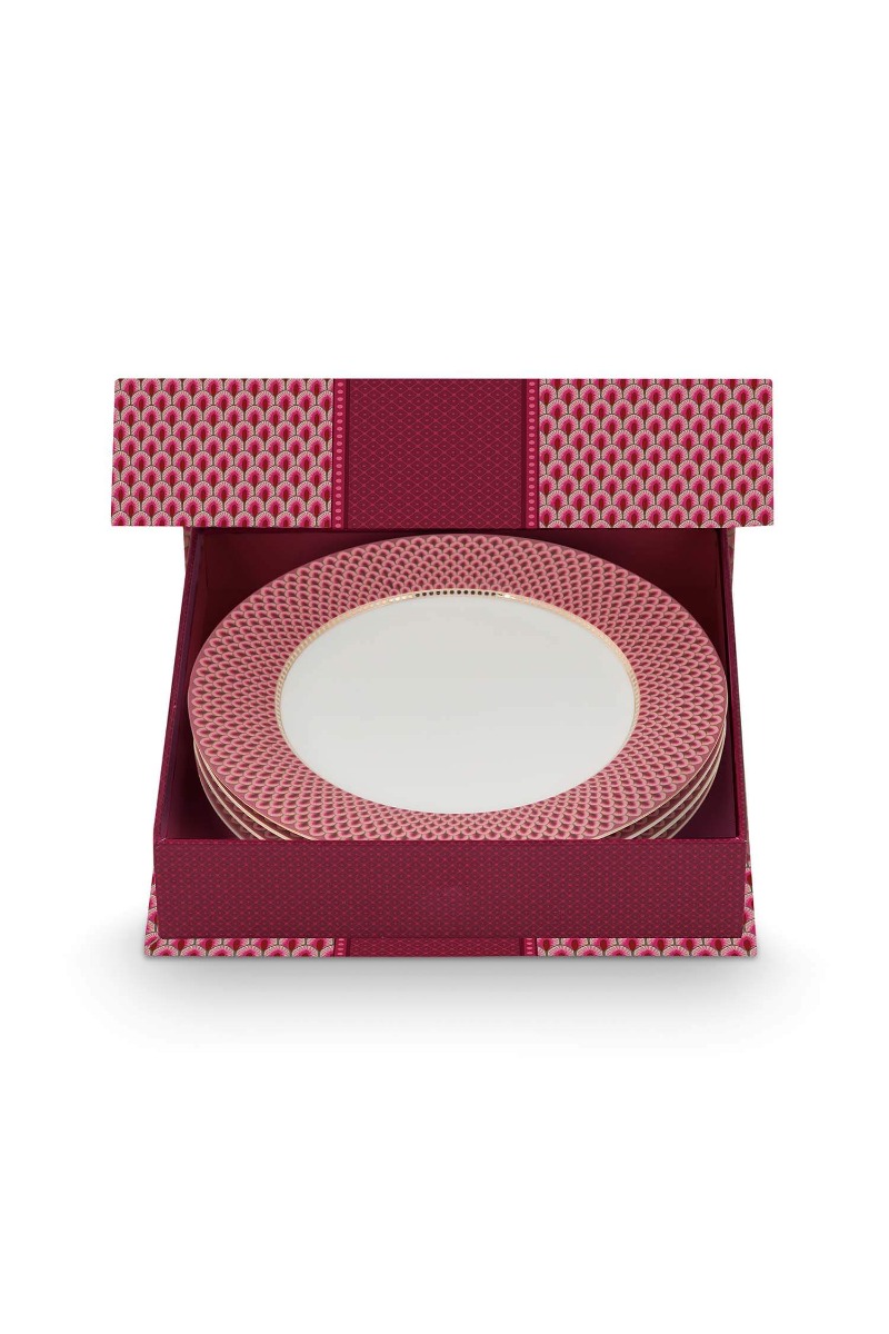 Color Relation Product Flower Festival Set/4 Dinner Plates Dark Pink 26.5cm