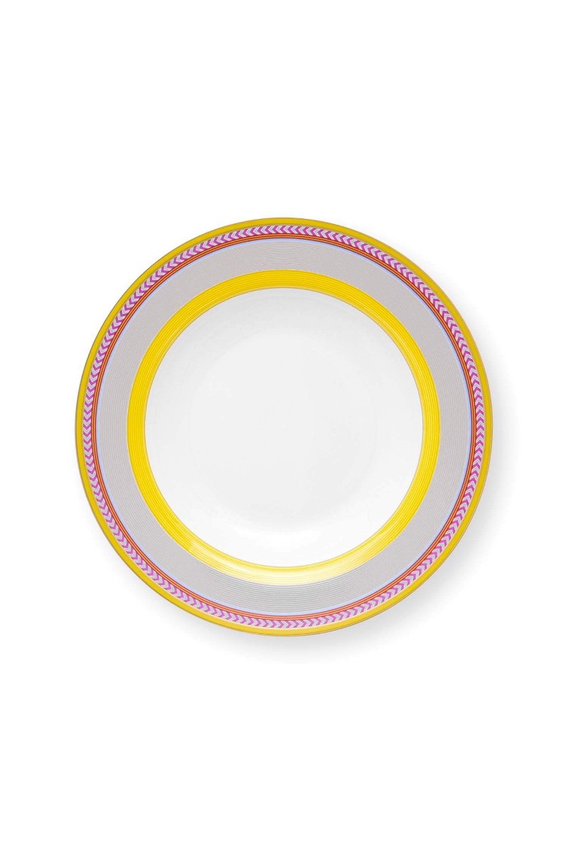 Color Relation Product Pip Chique Stripes Deep Plate Yellow 23.5cm