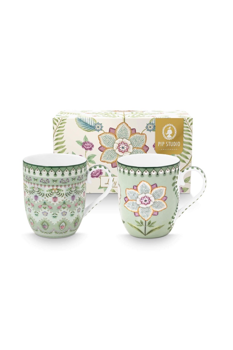 Color Relation Product Set/2 Mugs Small Lily&Lotus Light Green