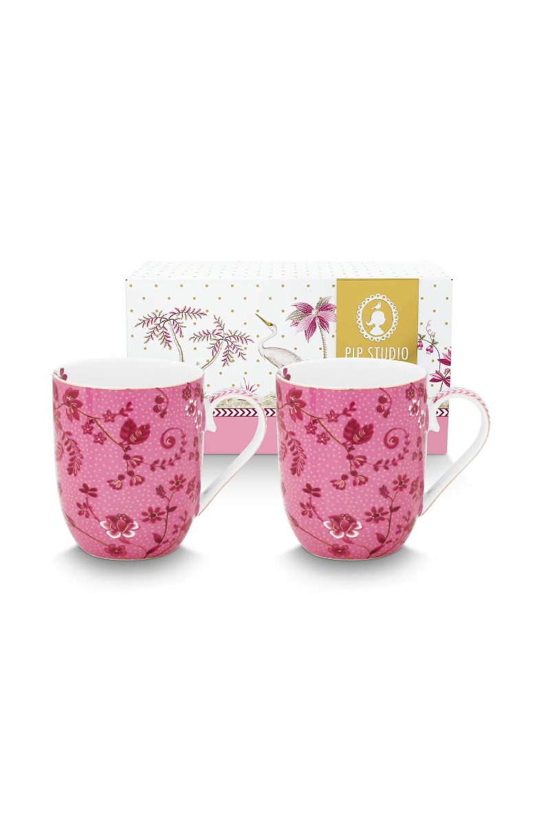 Color Relation Product Set/2 Mugs Small Jolie Flowers Pink