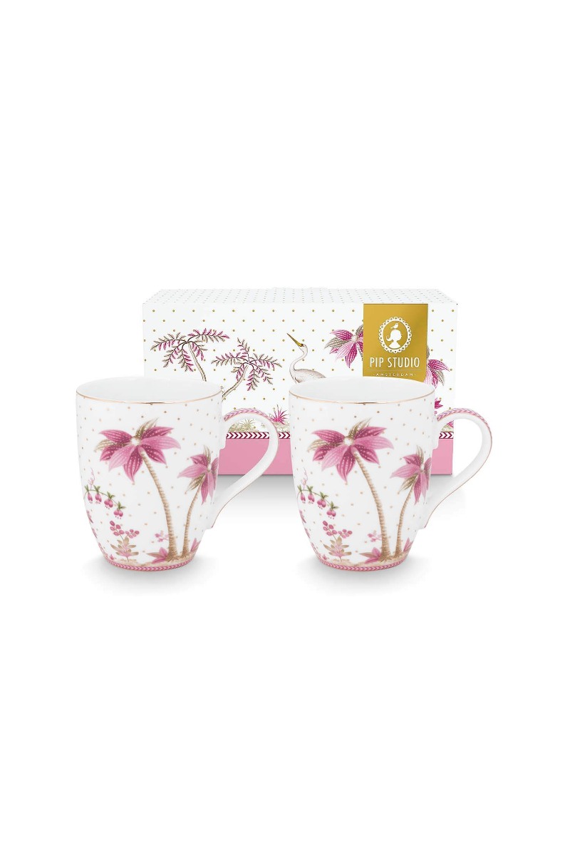 Color Relation Product Set/2 Mugs Large Jolie Dots Gold Pink