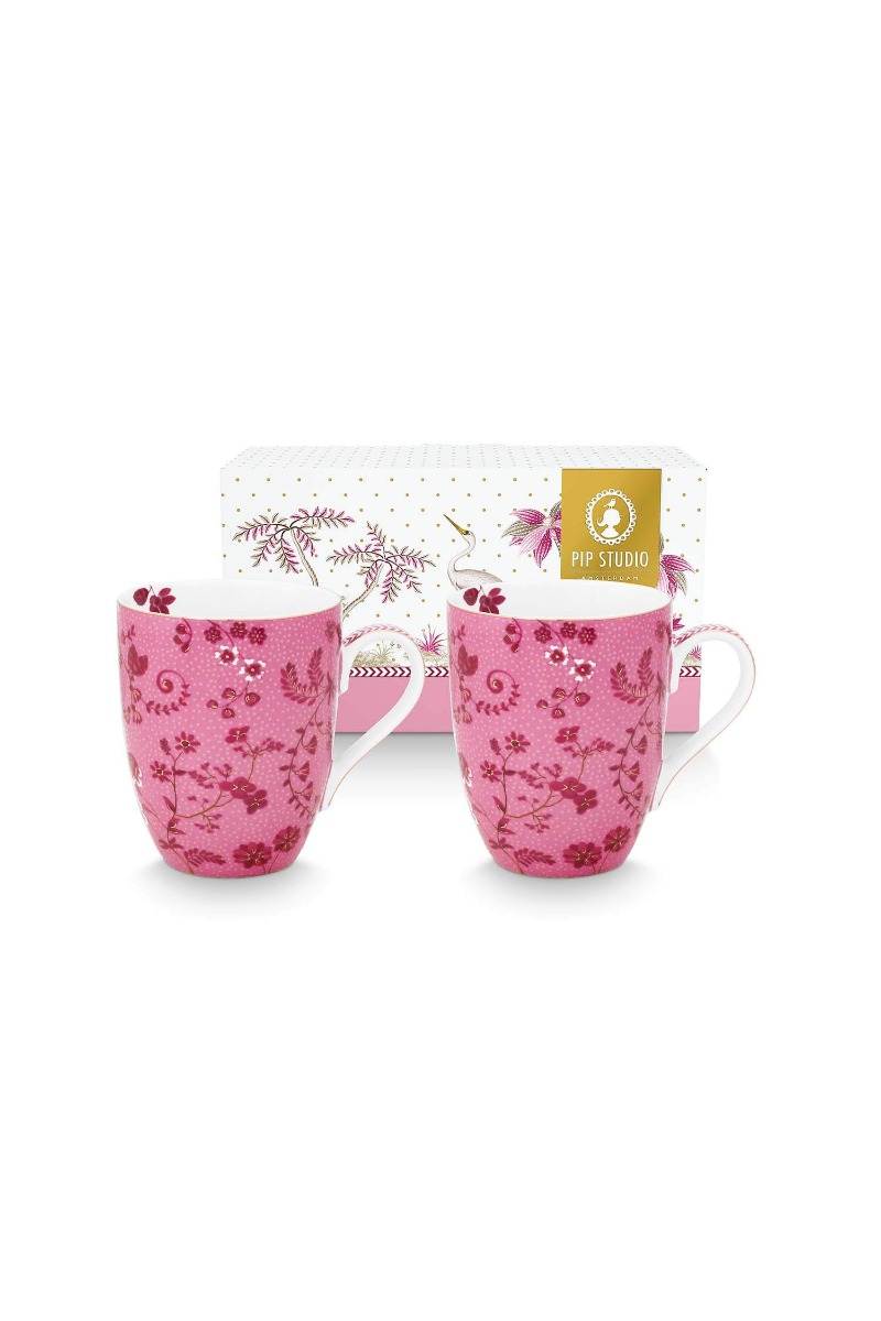 Color Relation Product Set/2 Mugs Large Jolie Flowers Pink