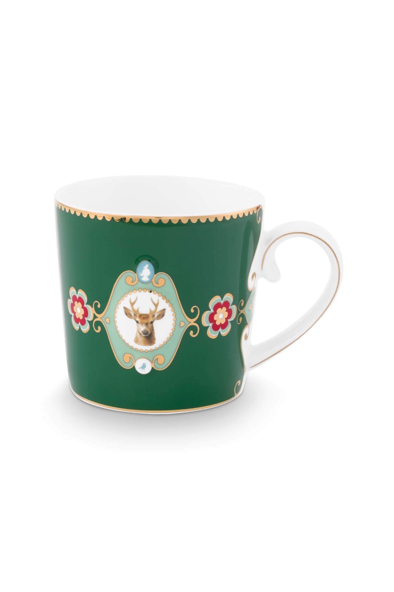 Pip Studio Mok Love Birds Medallion Hert Donkergroen 150ml - Officiële Webshop