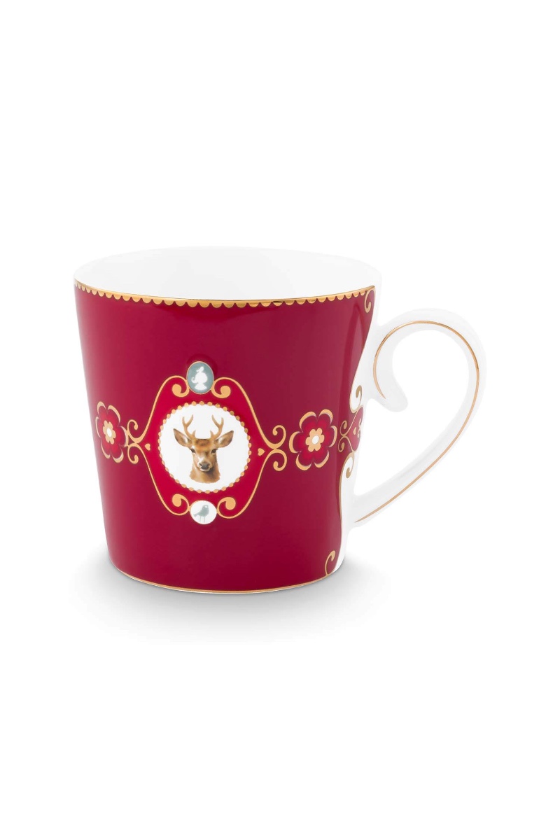 Pip Studio Mok Love Birds Medallion Hert Donkerrood 250ml - Officiële Webshop