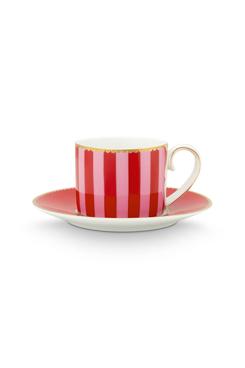 Color Relation Product Love Birds Espresso Cup & Saucer Red/Pink