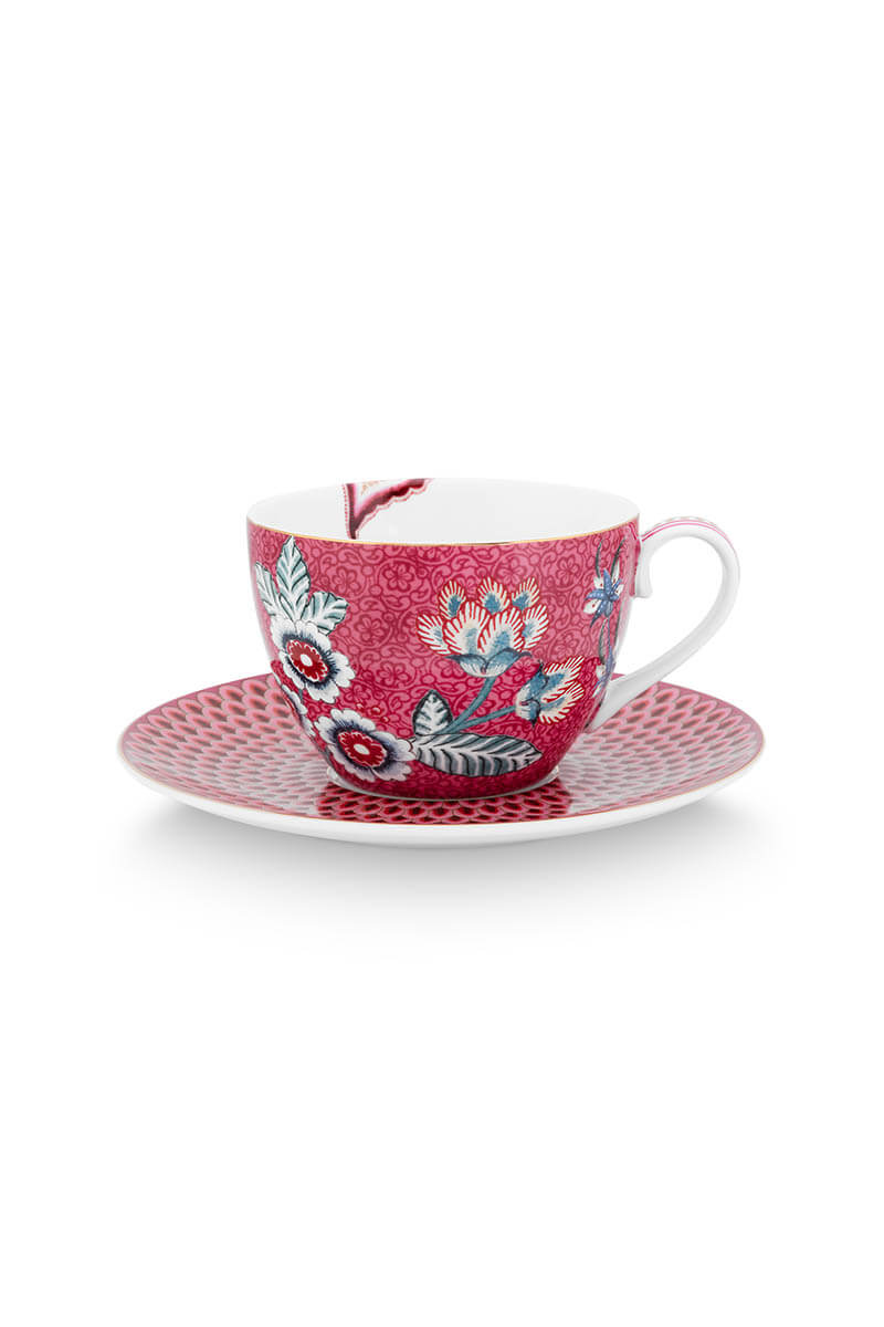 Color Relation Product Flower Festival Cappuccino Cup & Saucer Dark Pink