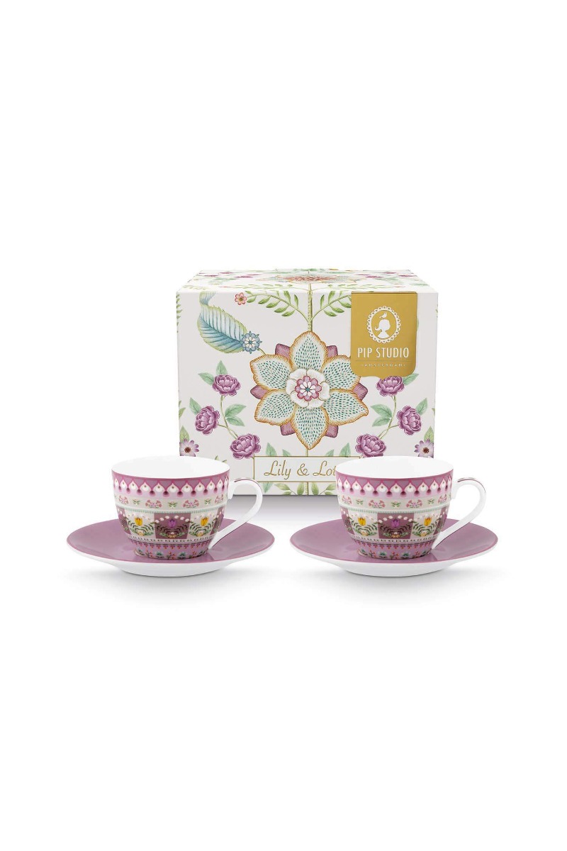 Color Relation Product Lily & Lotus Set/2 Espresso Cup & Saucer Lilac