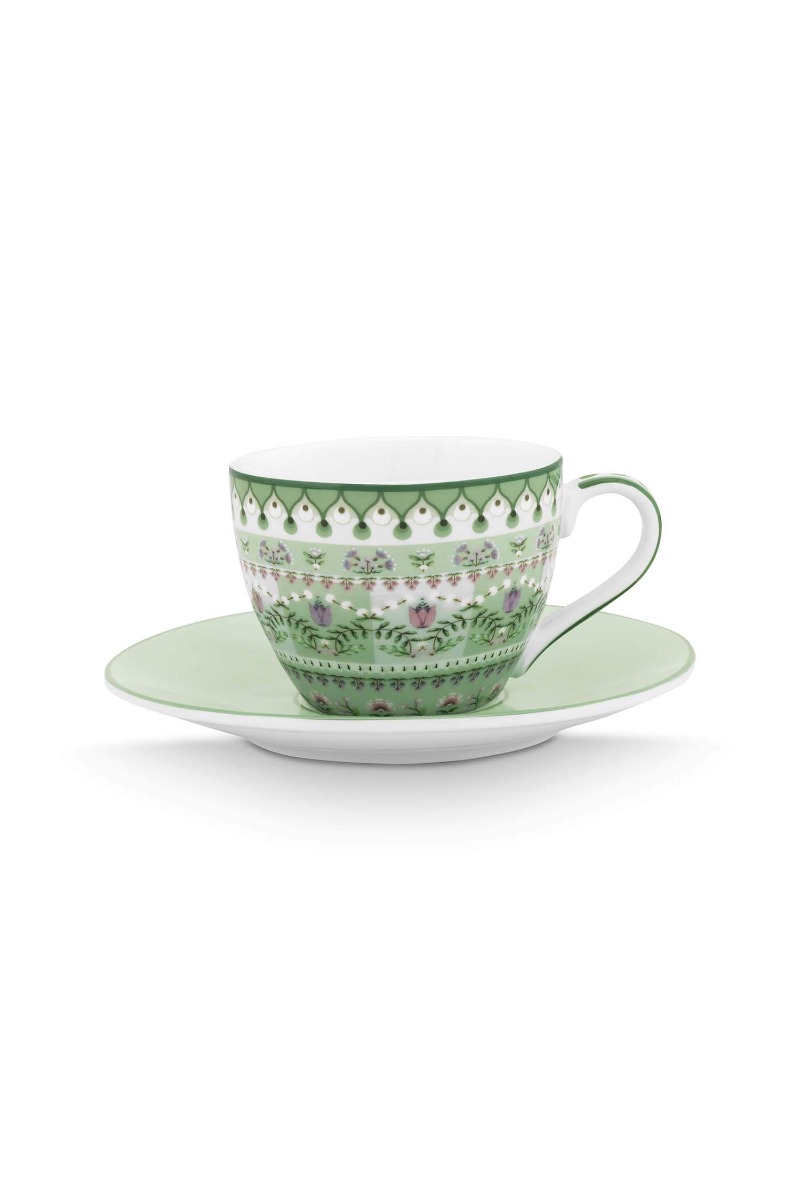 Color Relation Product Espresso Cup and Saucer Lily&Lotus Moon Delight Light Green