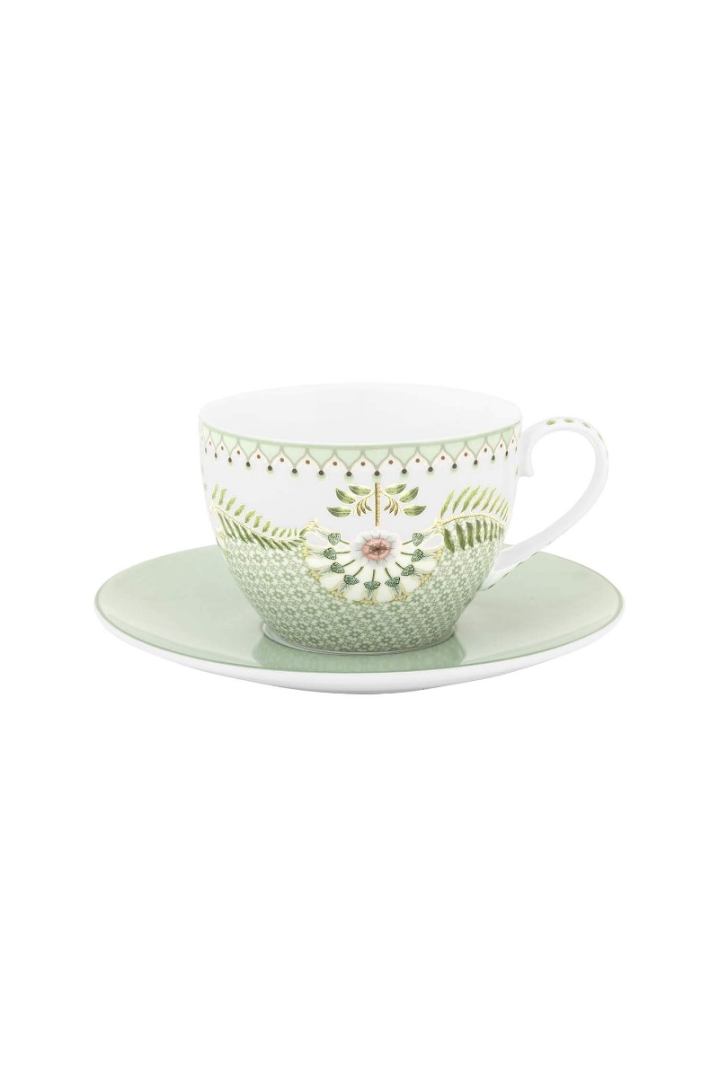 Color Relation Product Cup and Saucer Lily&Lotus Tiles Light Green