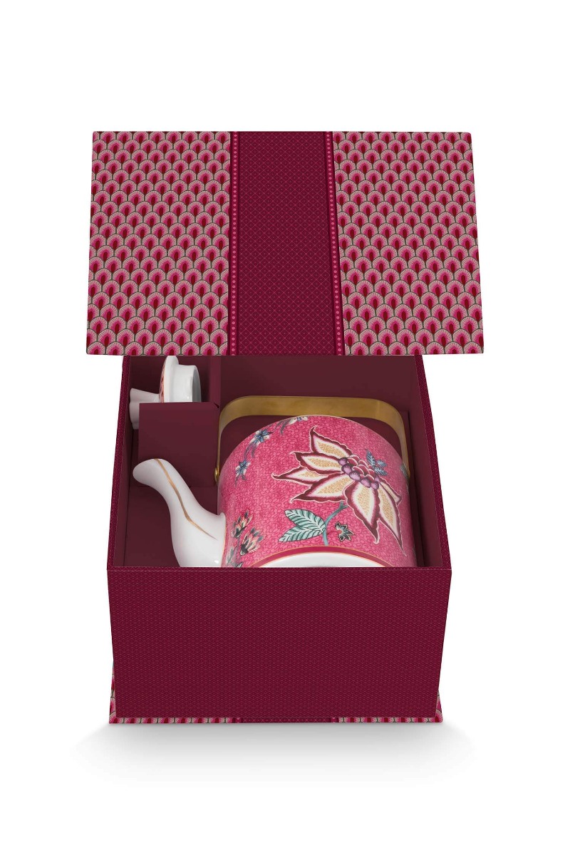 Color Relation Product Oriental Flower Festival Teapot Dark Pink Medium