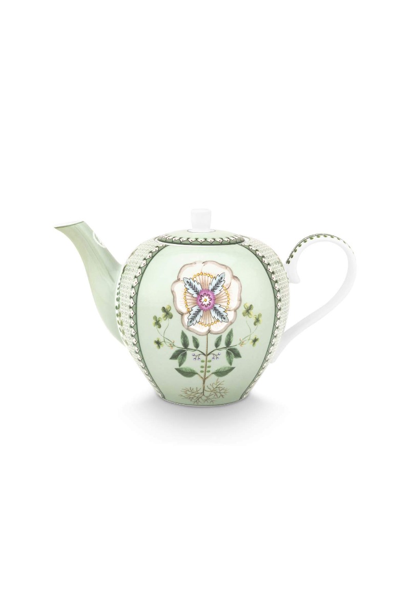 Color Relation Product Tea Pot Lily&Lotus Tiles Light Green