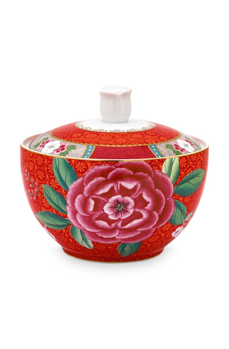 Color Relation Product Blushing Birds Sugar Bowl Red