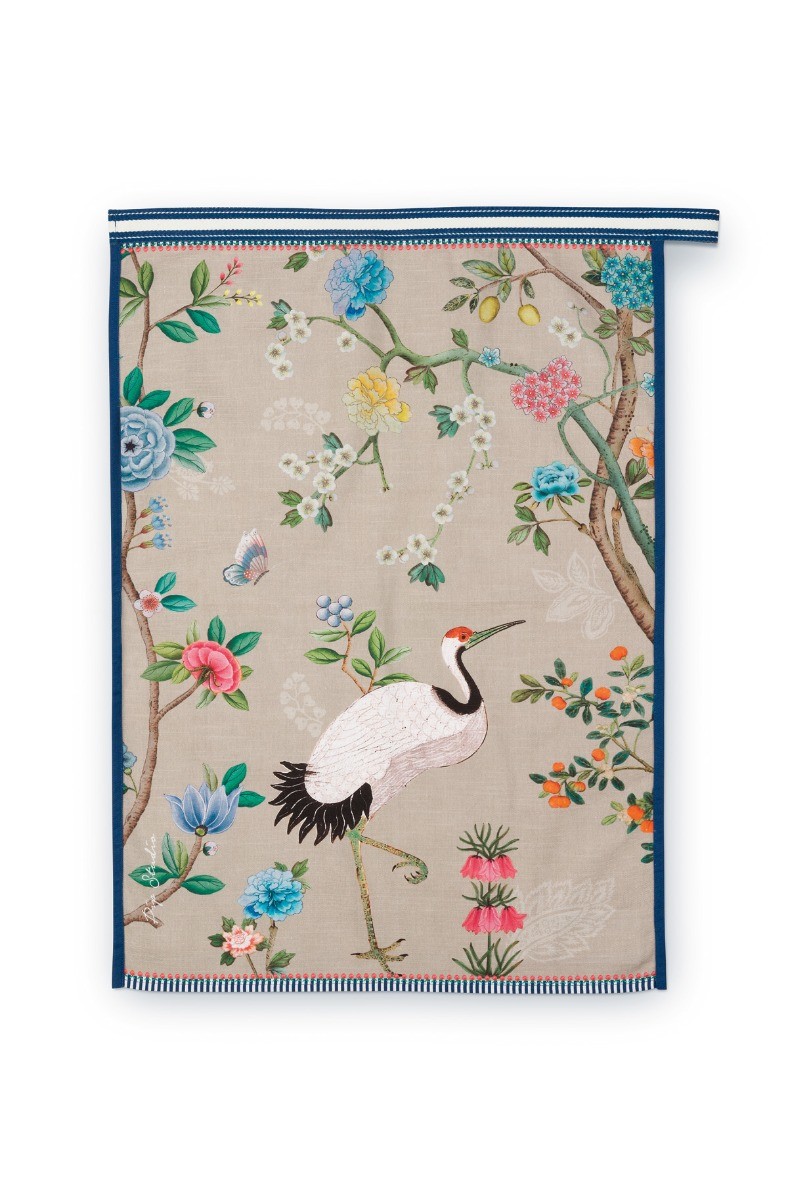Color Relation Product Blushing Birds Tea Towel All-Over Print Khaki