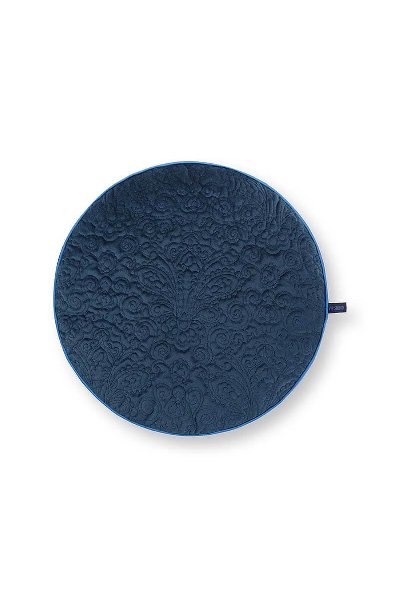 Color Relation Product Cushion Round Quiltey Days Dark Blue