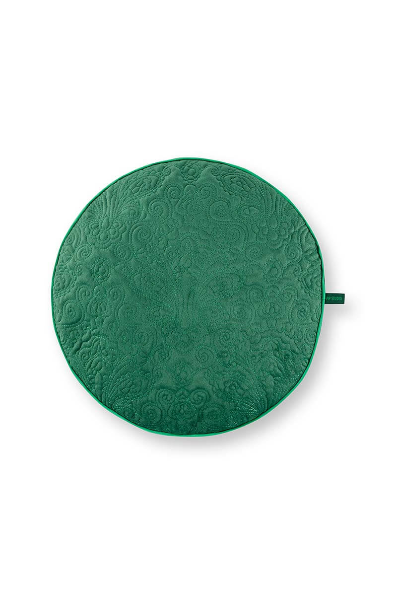 Color Relation Product Cushion Round Quiltey Days Dark Green