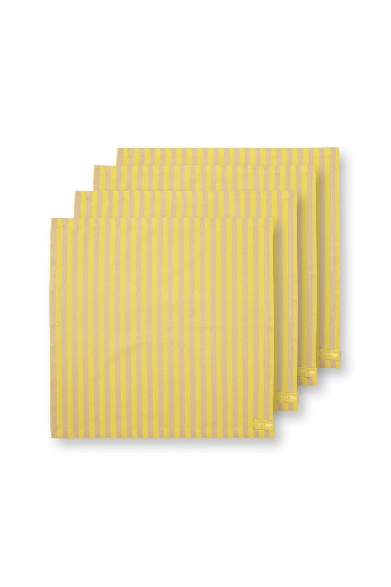 Color Relation Product Stripes Set/4 Servetten Geel