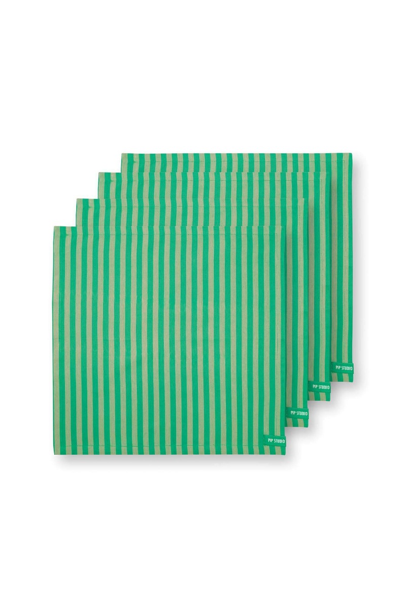 Color Relation Product Stripes Set/4 Servetten Groen