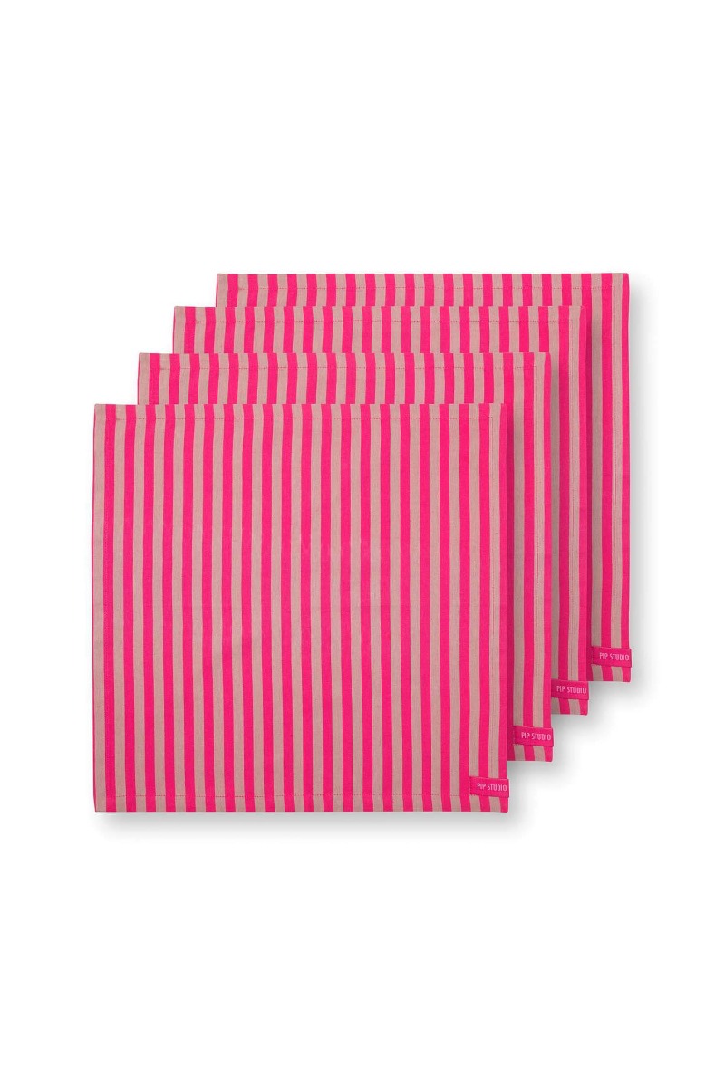 Color Relation Product Stripes Set/4 Servietten Rosa