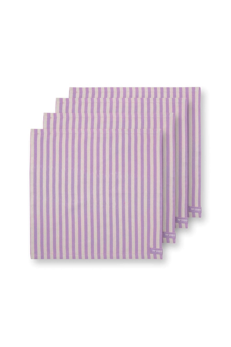 Color Relation Product Stripes Set/4 Servetten Lila