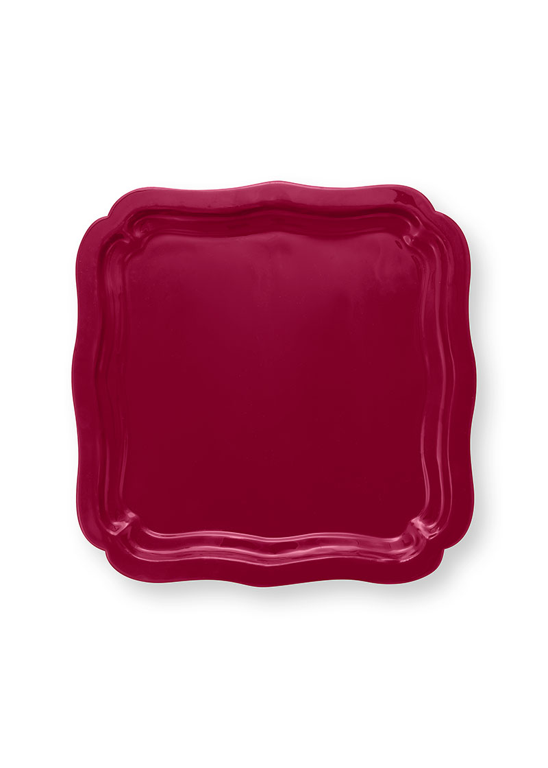 Color Relation Product Square Tray Enamelled Dark Pink