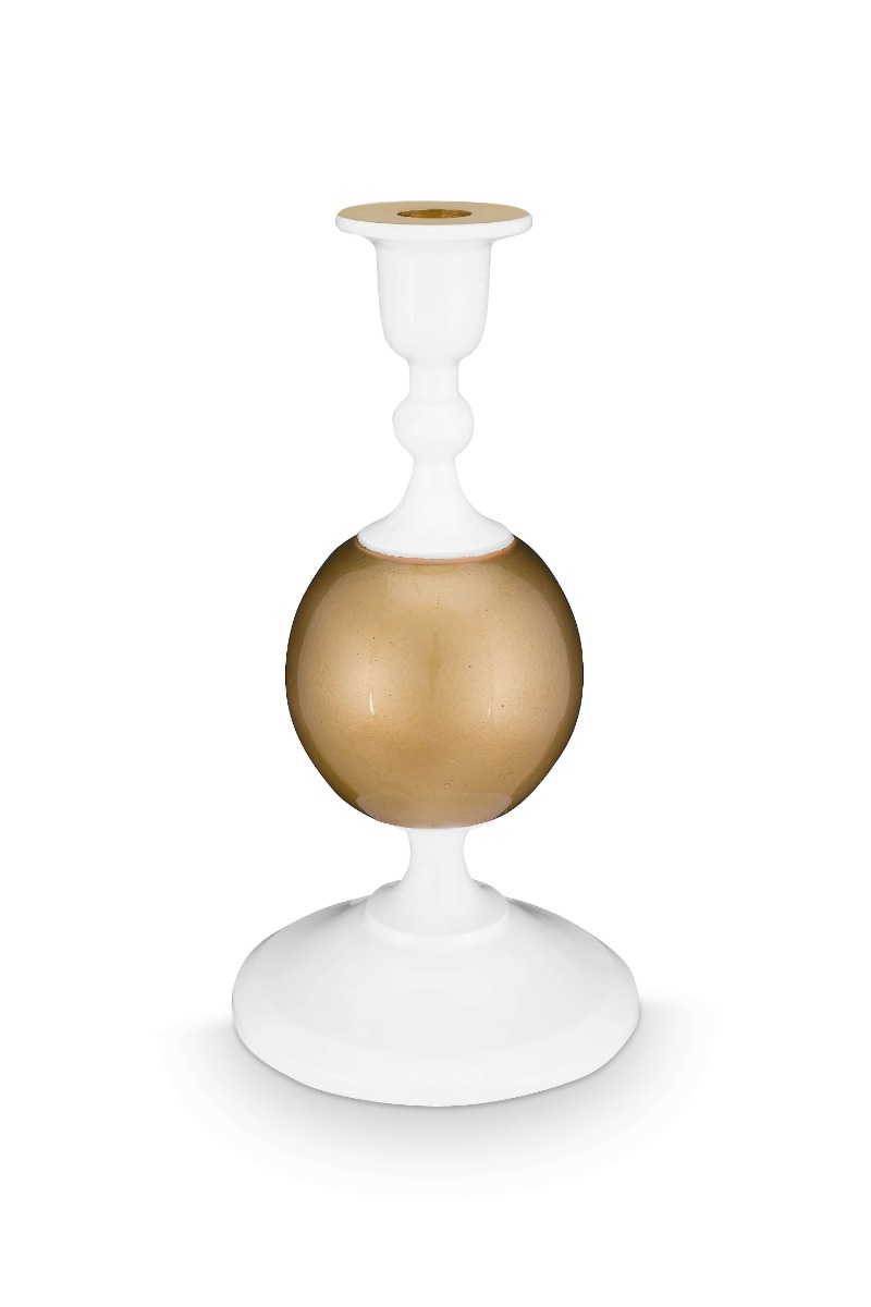 Color Relation Product Candle Holder Metal Sphere Small White-Gold 24cm