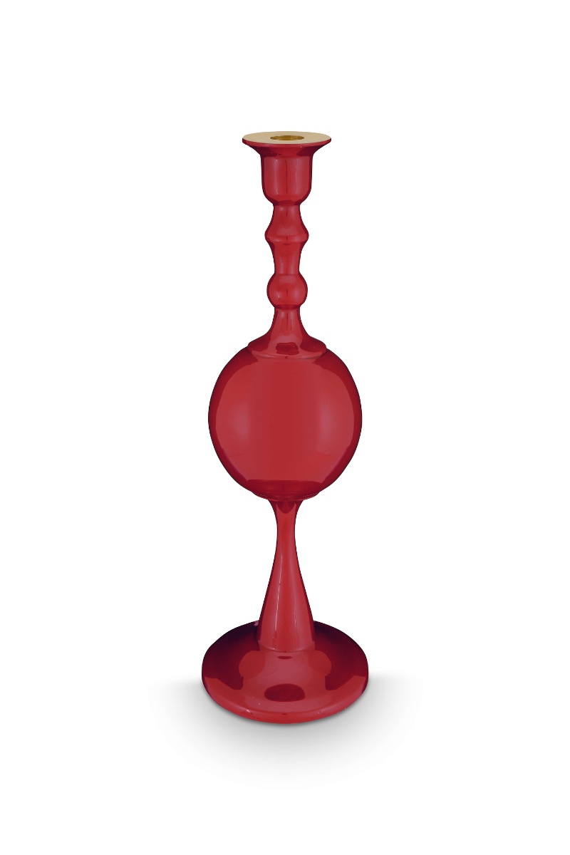Pip Studio Kaarsenhouder Metalen Bol Donkerrood 37cm - Officiële Webshop