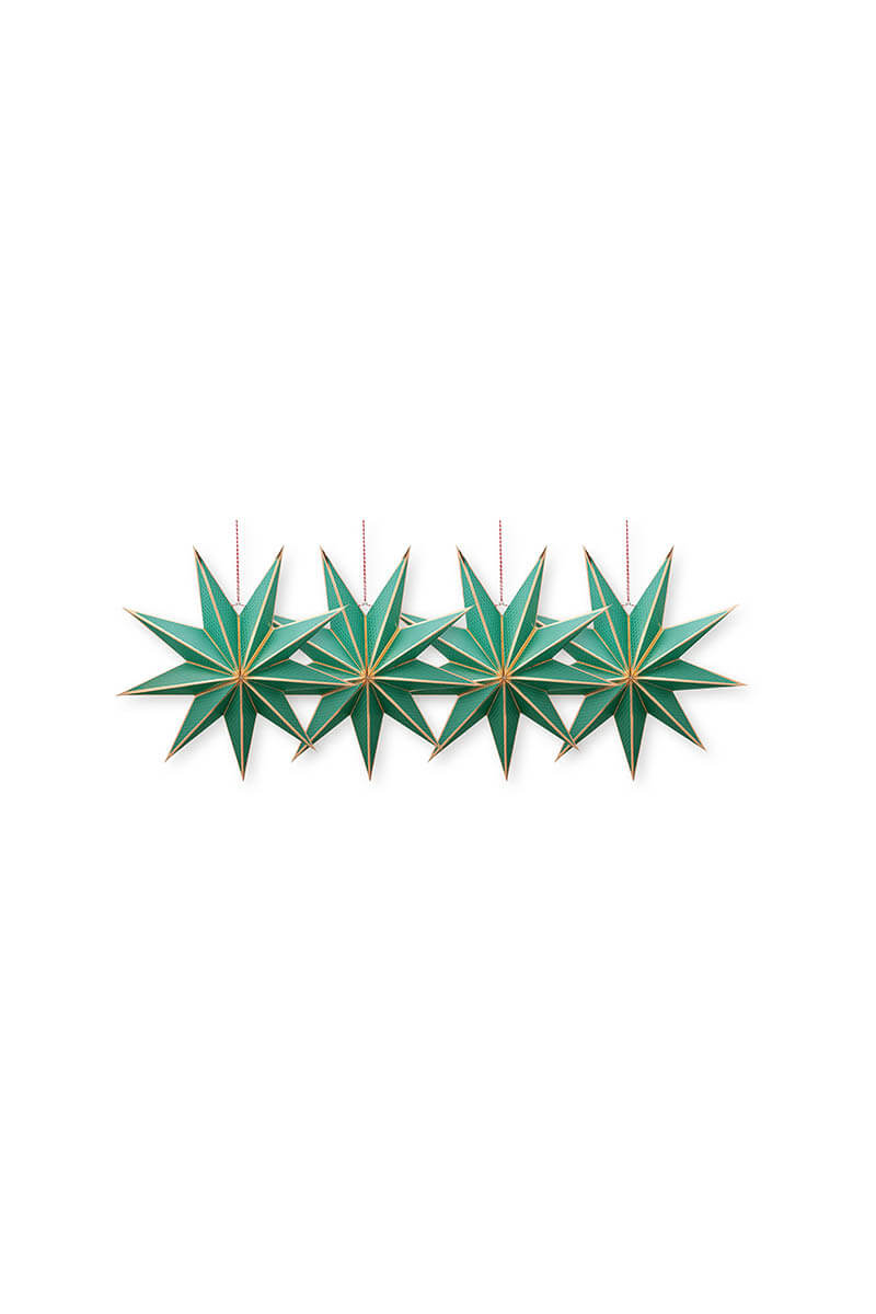 Color Relation Product Christmas Star Set/4 Paper Green 20cm