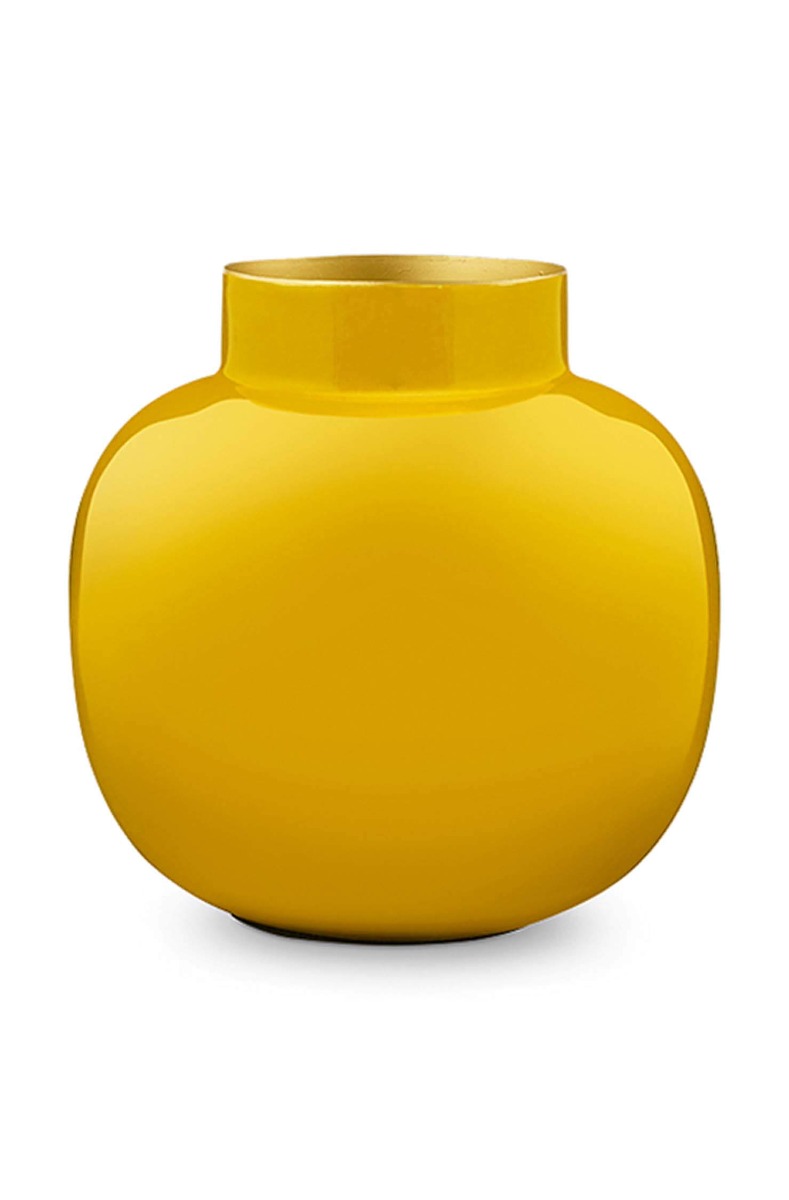 Color Relation Product Round Metal Vase Yellow 25 cm