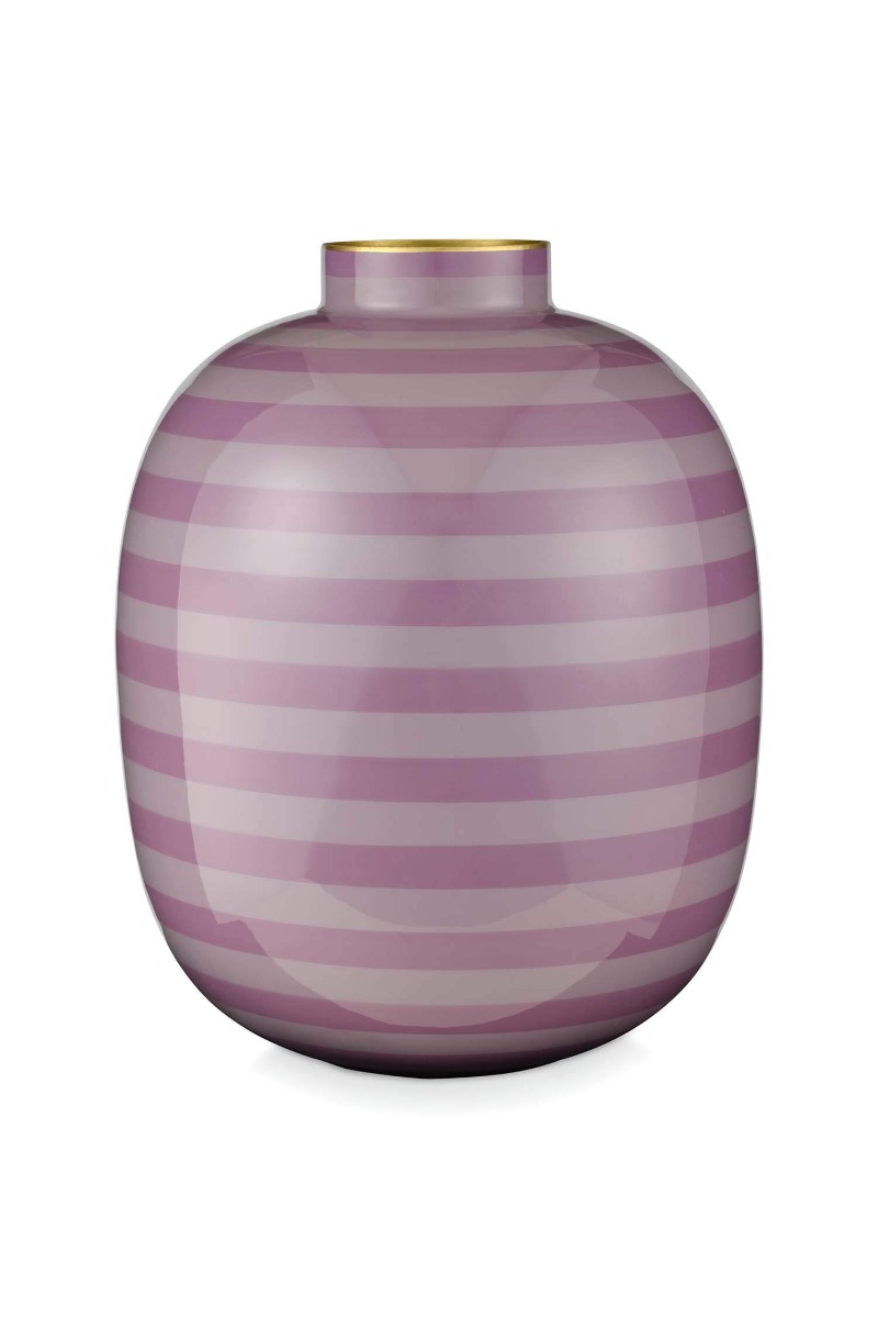 Color Relation Product Metal Vase Stripes Lilac 32cm