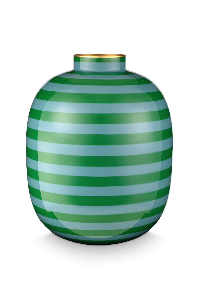 Color Relation Product Metal Vase Stripes Green 32cm