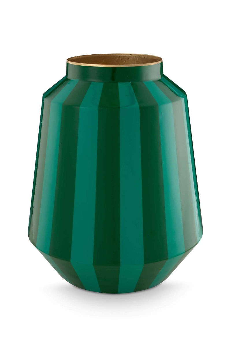 Color Relation Product Vase Metal Stripes Green 29cm