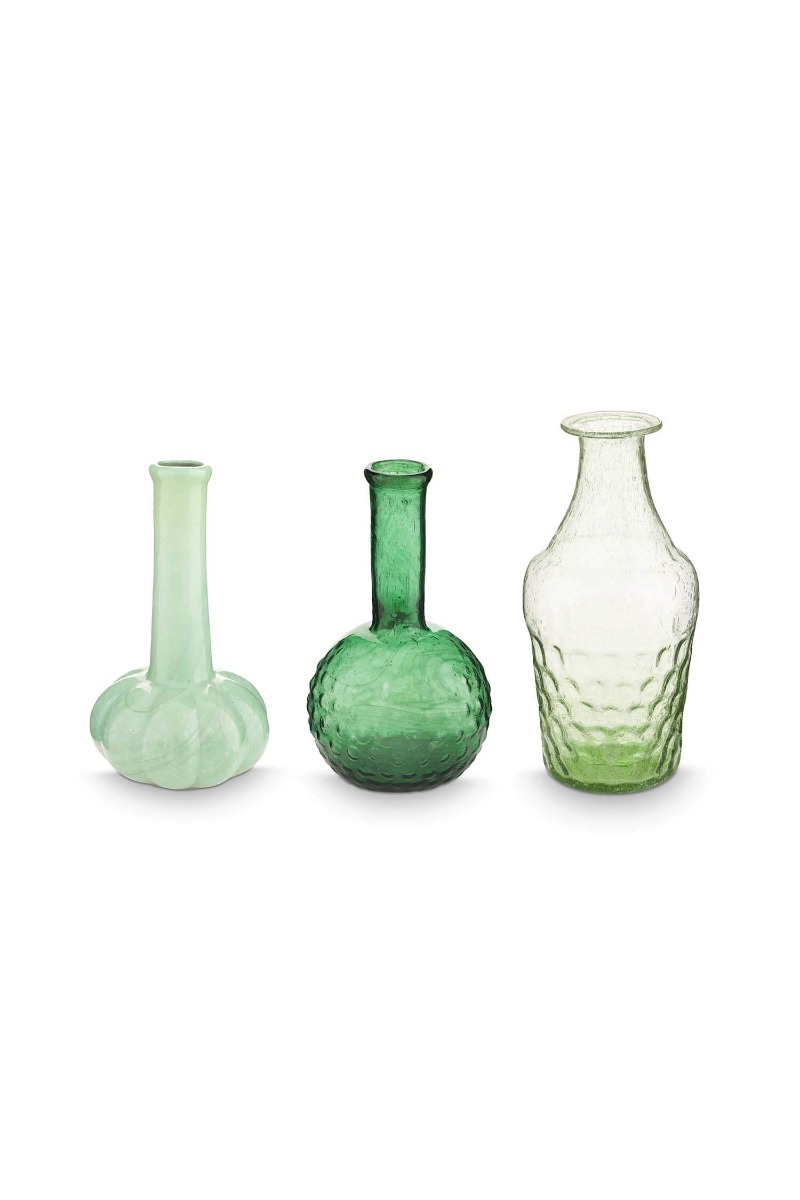 Color Relation Product Set/3 Vazen Glas Klein Zachtgroen