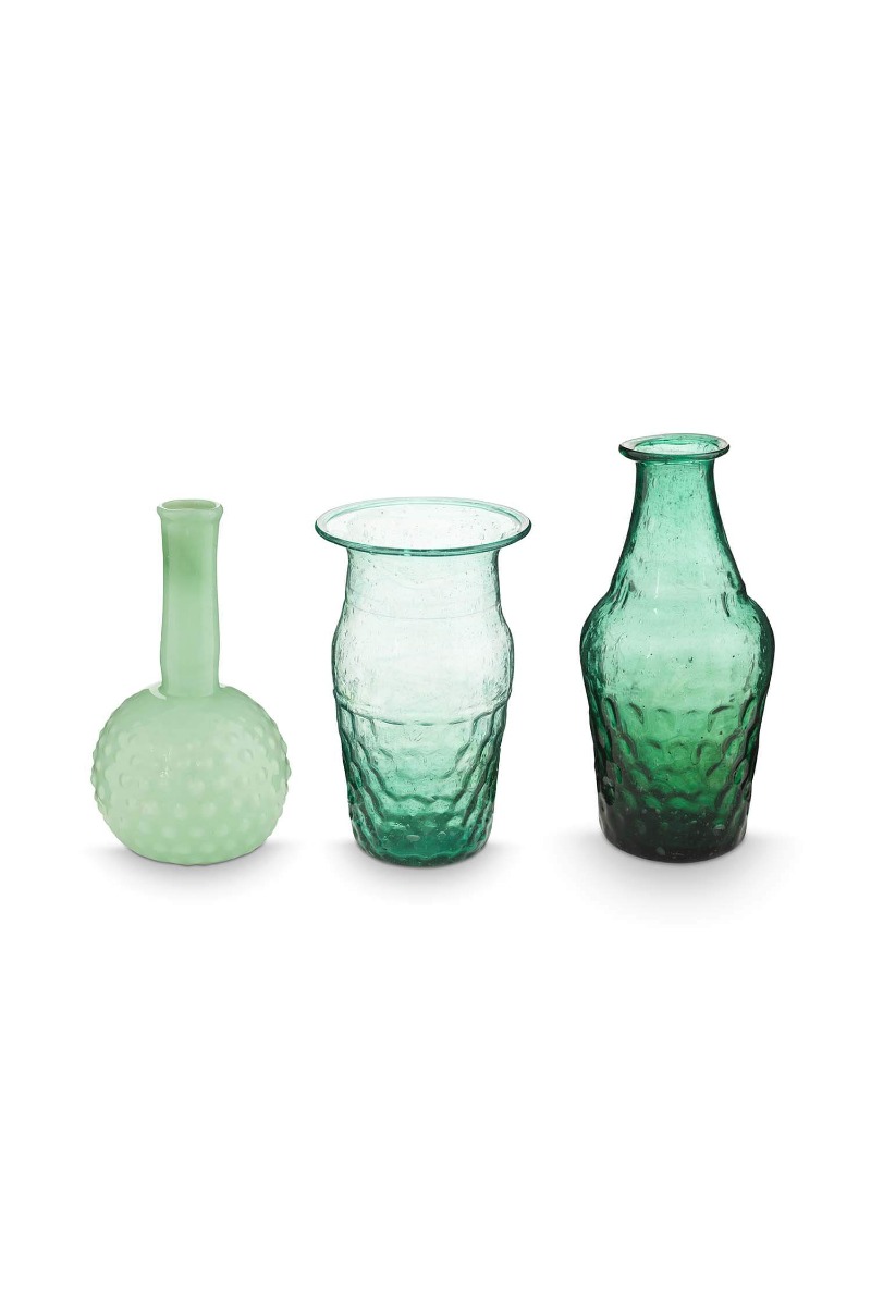 Color Relation Product Set/3 Vazen Glas Klein Blauw-Groen