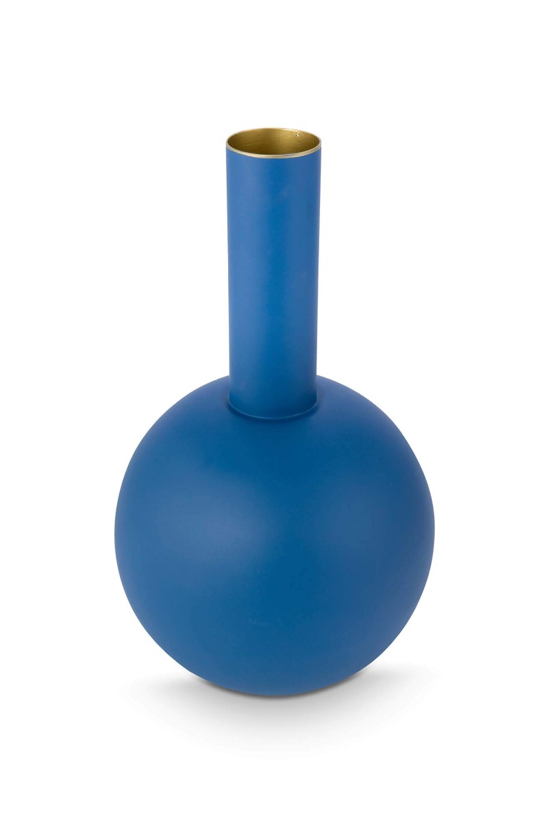 Pip Studio Vaas Metaal Mat Middenblauw 42cm - Officiële Webshop