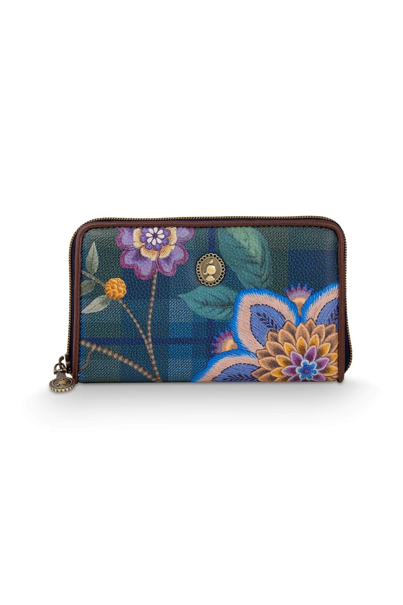 Color Relation Product Willow Wallet Flores Felices Dark Blue