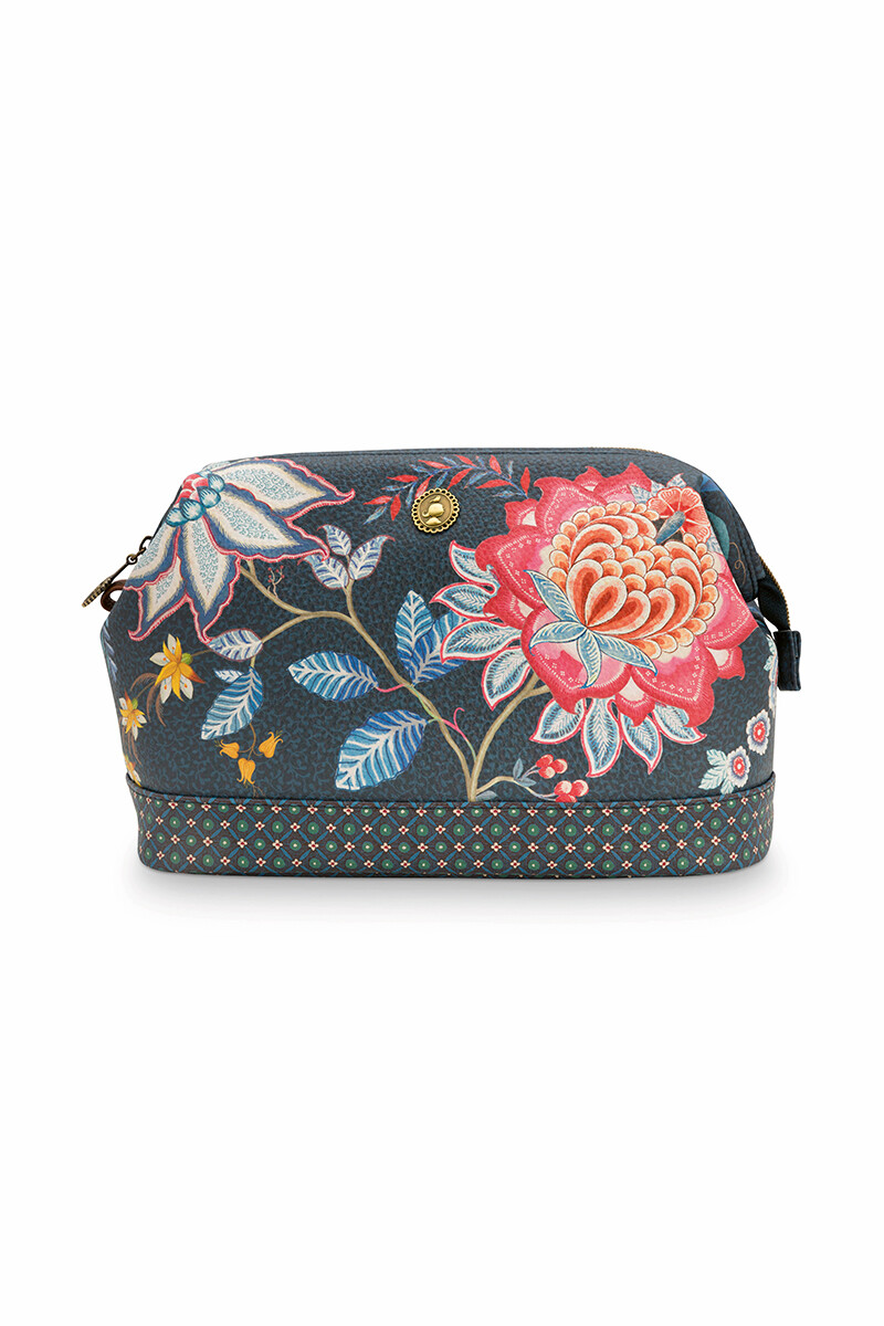 Color Relation Product Cosmetic Purse Large Flower Festival Dark Blue