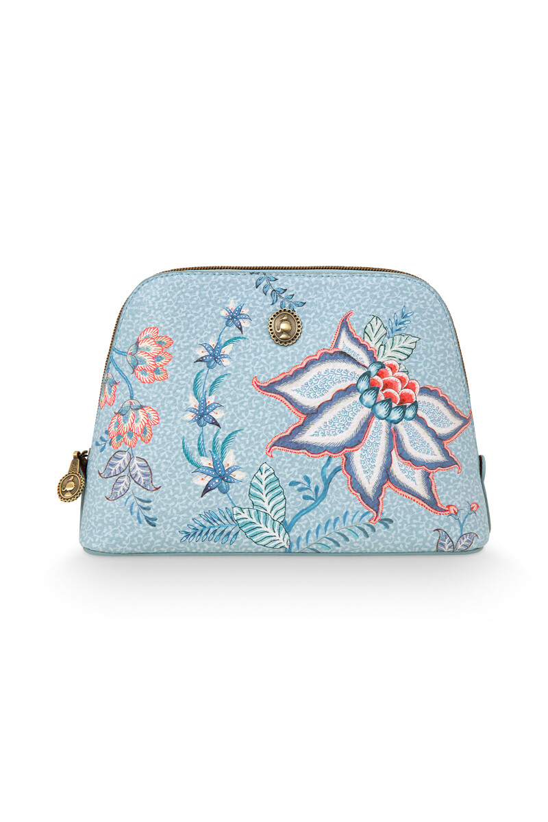 Color Relation Product Cosmetic Bag Triangle Medium Flower Festival Light Blue