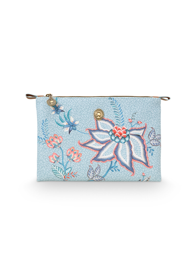 Color Relation Product Cosmetic Pouch Medium Flower Festival Light Blue