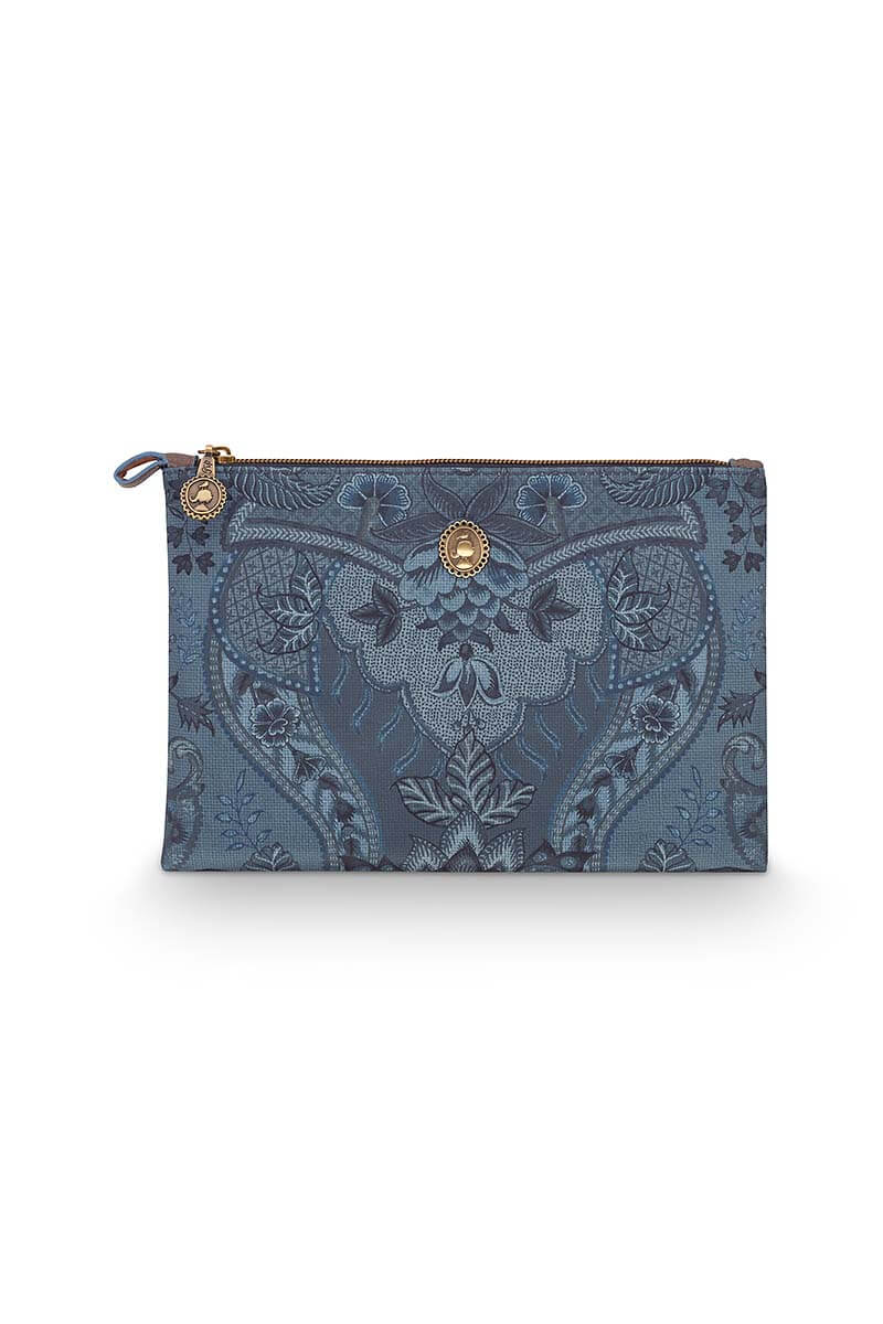 Color Relation Product Cosmetic Flat Pouch Medium Kyoto Festival Blue