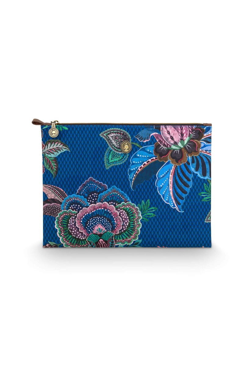 Color Relation Product Cosmetic Flat Pouch Large Cece Fiore Blue