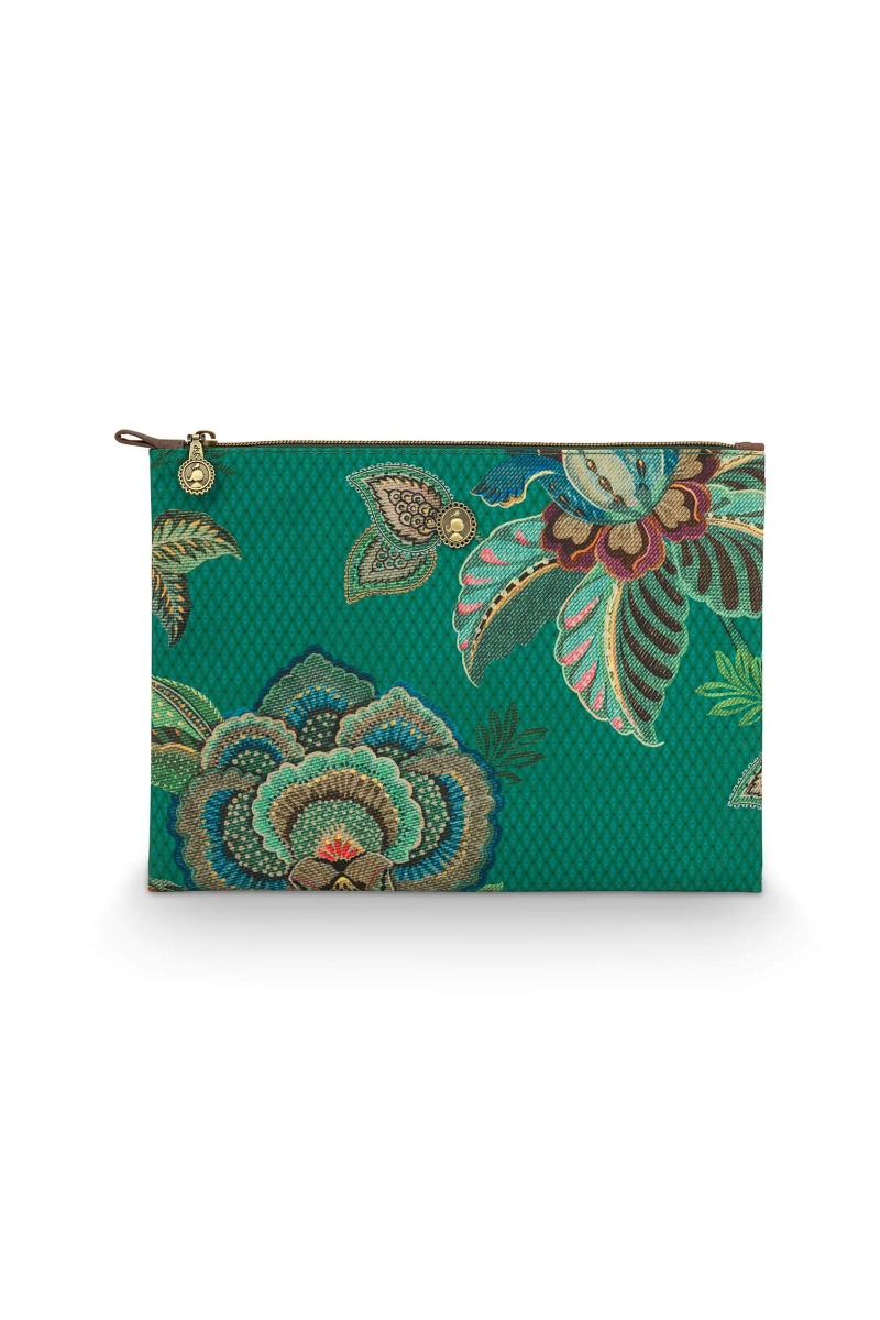 Color Relation Product Cosmetic Flat Pouch Large Cece Fiore Green