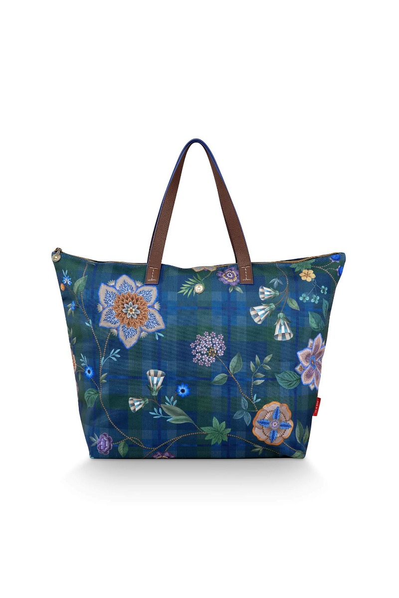 Color Relation Product Tilda Tote Bag Flores Felices Dark Blue