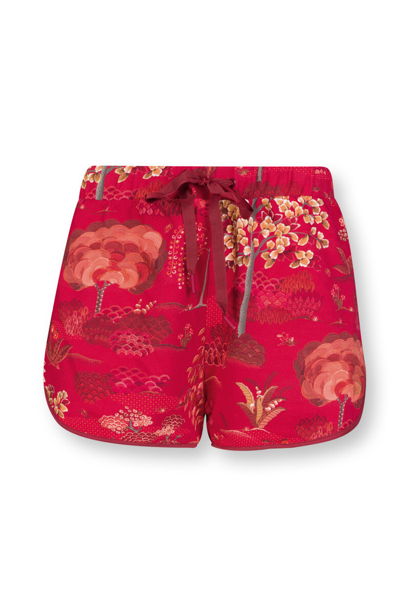 Color Relation Product Trousers Short Japanese Garden Red