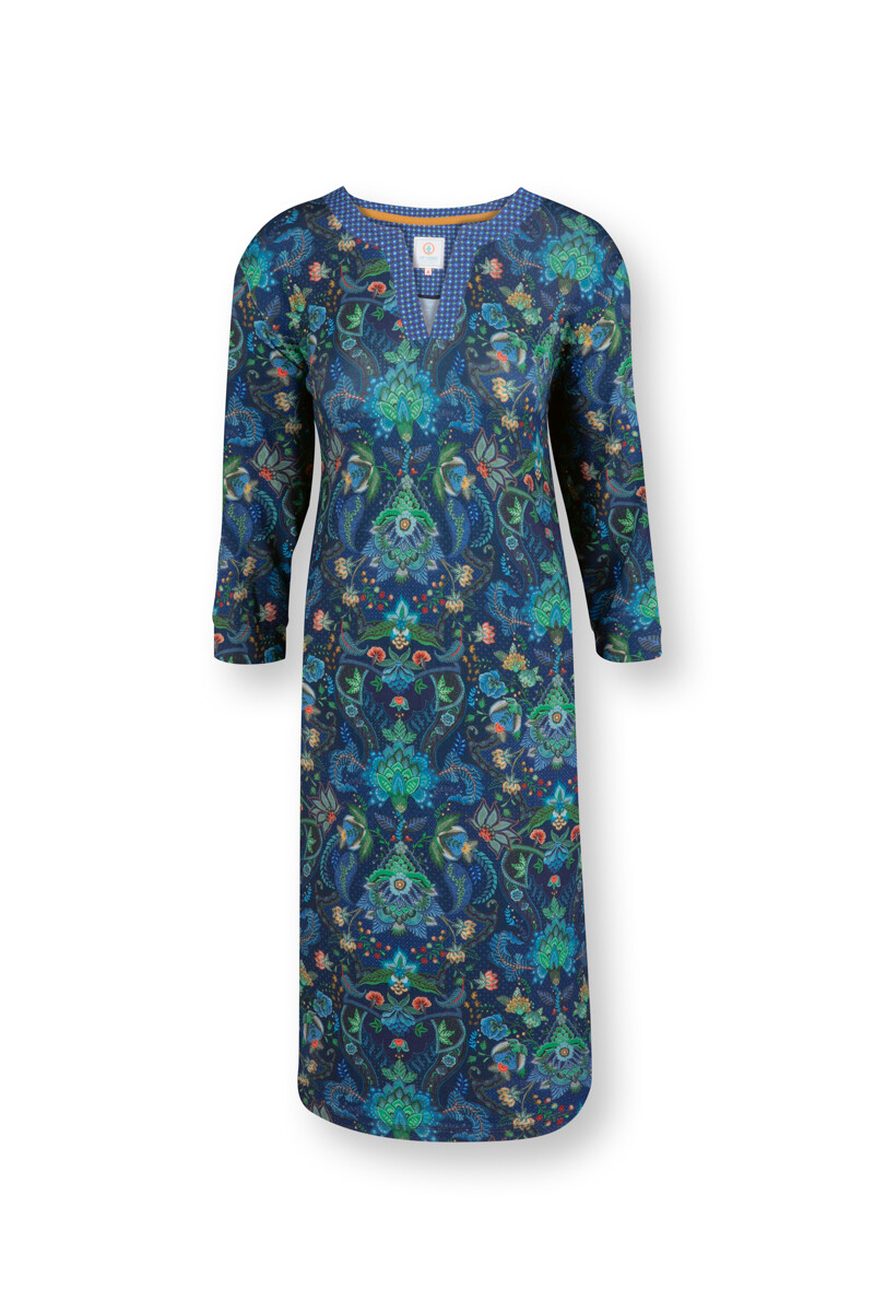 Color Relation Product Nightdress 3/4 Sleeve Kyoto Festival Blue