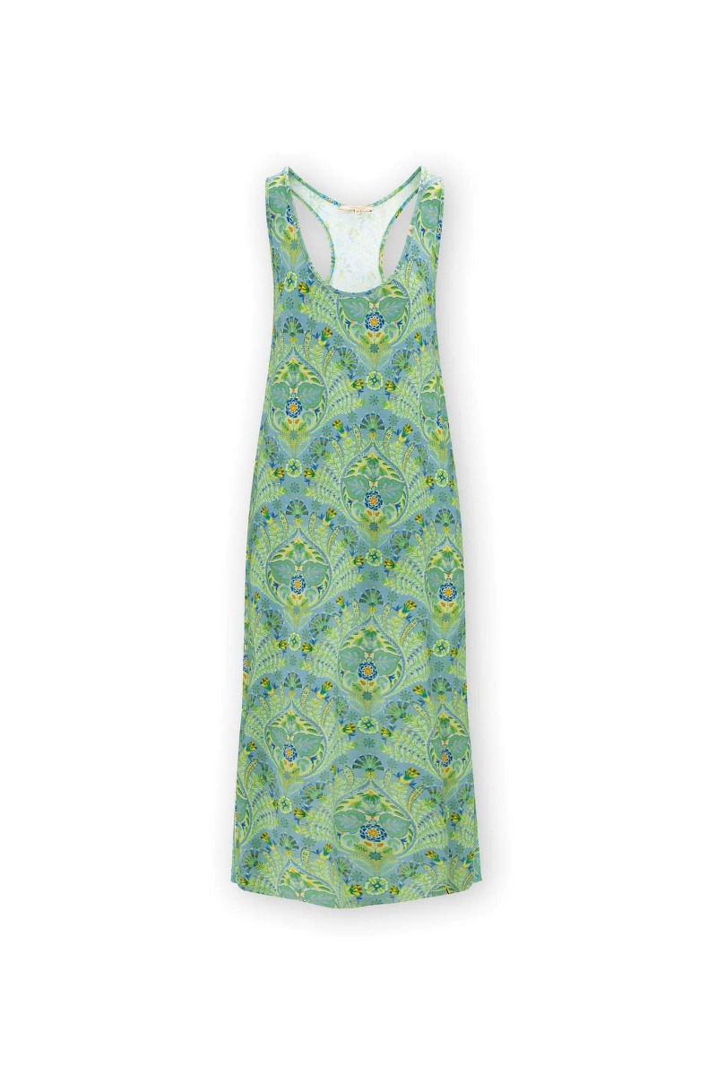 Color Relation Product Sleeveless Nightdress Alba Blue Green